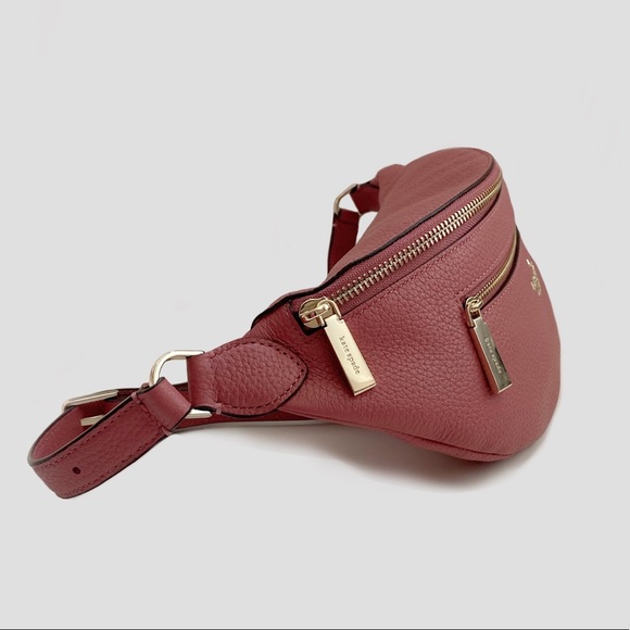 ♠️Kate Spade Leila Leather Belt Bag Fanny Pack Pomegranate Pink NWT - Picture 2 of 9